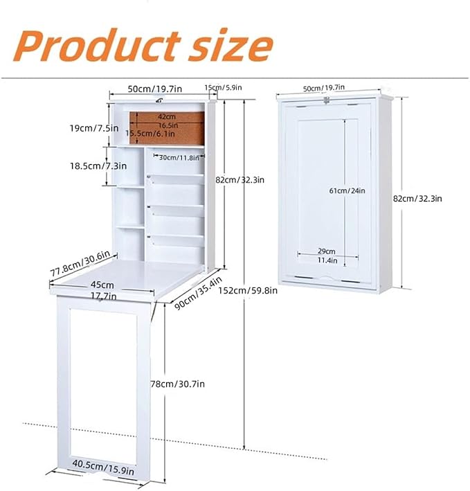 Wall Mounted Wall Desk, Wood Laundry Folding Table - Image 2