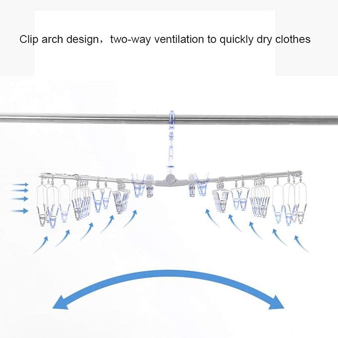 Folding Drying Rack Aluminum Laundry Drip Hanger 360° Rotating Windproof Hook - Image 5