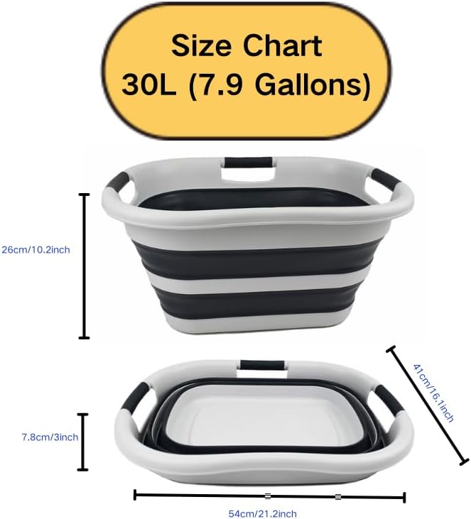 SAMMART 30L Collapsible Plastic Laundry Basket - Image 2
