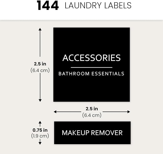 Talented Kitchen 144 Minimalist Laundry Labels – White Print on Matte Black - Image 3