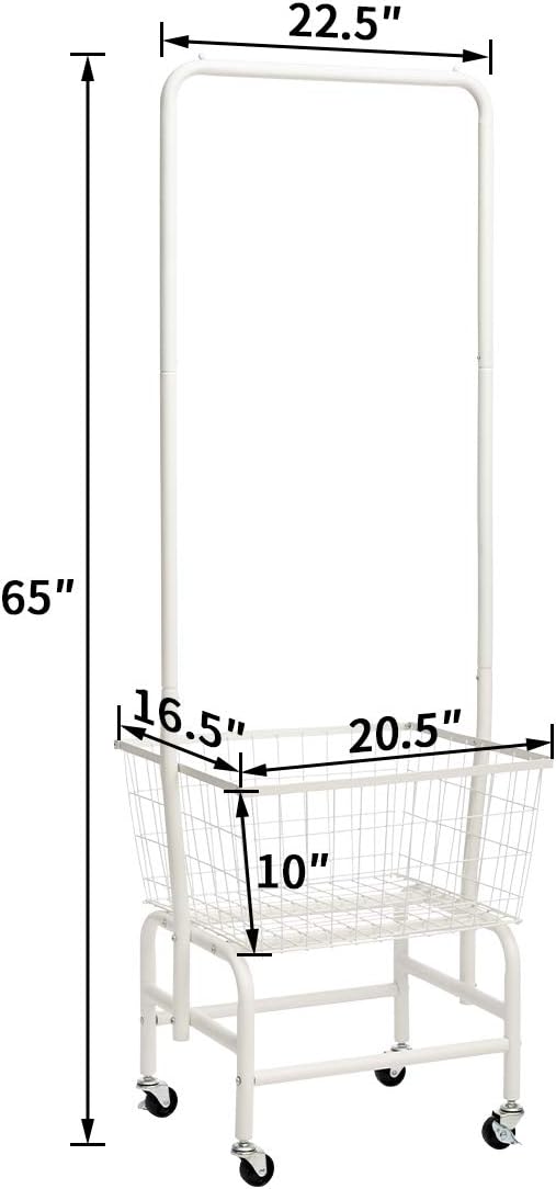 ALIMORDEN Laundry Cart with Clothes Rack, Rolling Laundry Butler with Wire - Image 4