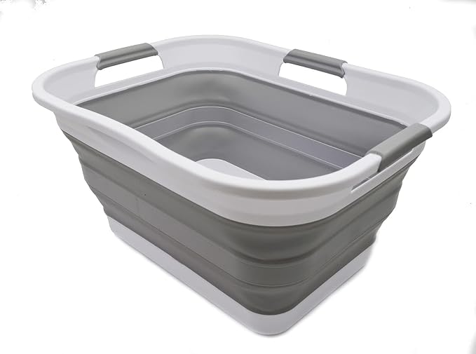 SAMMART 30L Collapsible Plastic Laundry Washing Tub- Foldable Laundry by SAMMART