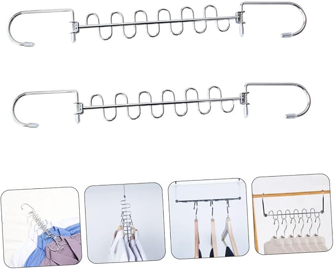 Healifty 2sets Multi Hole Clothes Drying Rack Storage Hangers Folding Clothes - Image 4