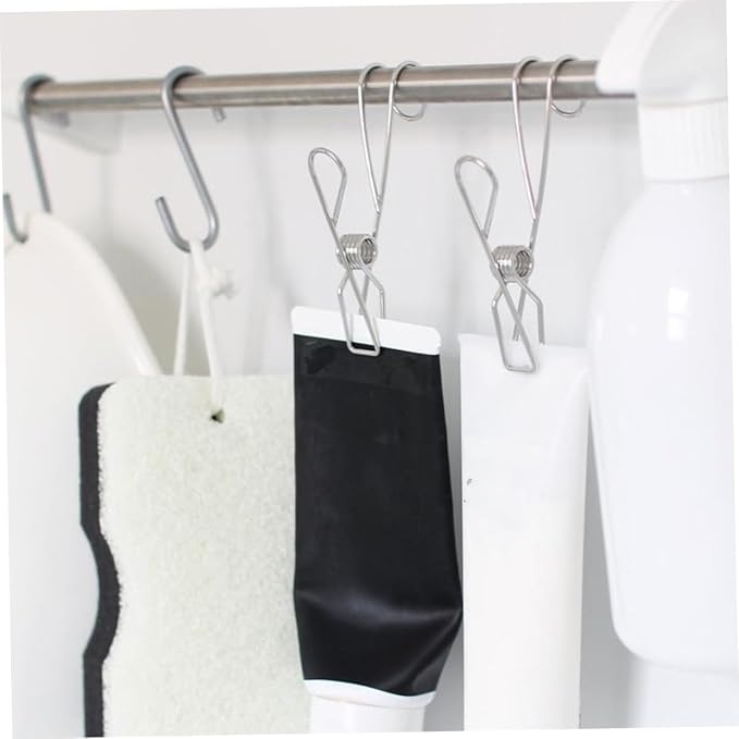 Cabilock 24pcs Space Saving Pants Hangers Clothes Clips Hooks Wire Clip - Image 9