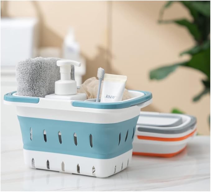 2 Pack Portable Shower Caddy Tote, Plastic Storage Collapsible Basket - Image 6