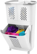 2 Tier Laundry Basket with Wheels & Handle, Stackable & Removable Laundry by Unknown