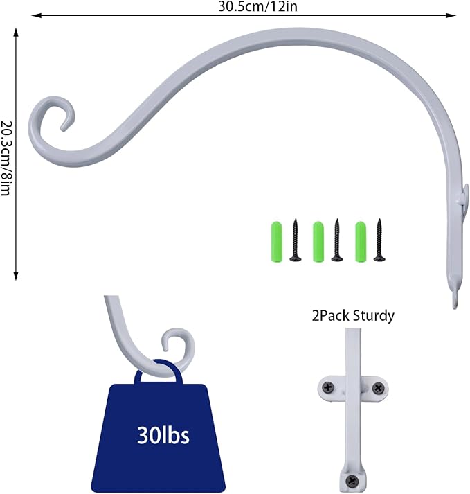 2 Pack 12 Inch Premium Metal Plant Hangers – Sturdy Wall Hooks - Image 2