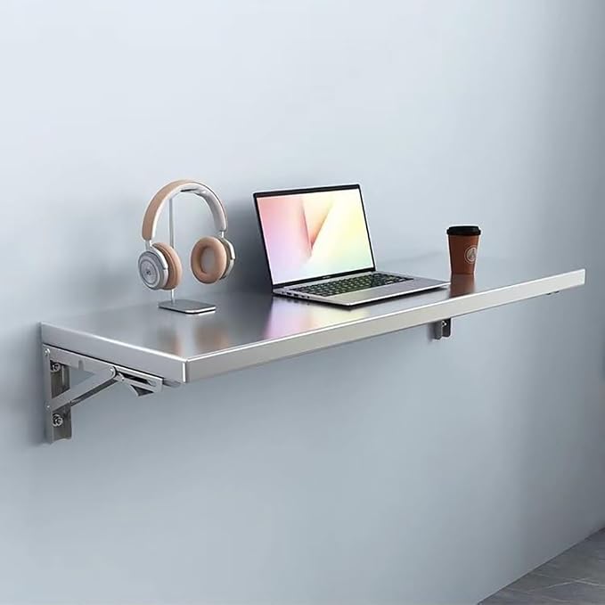 Wall Mounted Folding Table Stainless Steel Laundry Floating Desk Fold Down Wall - Image 2