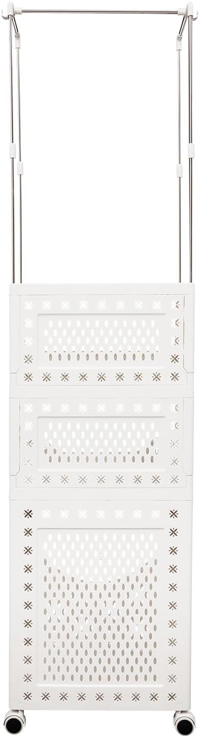 Laundry Basket with Wheels, Laundry Hamper Cart with Hanging Clothes Rack - Image 6