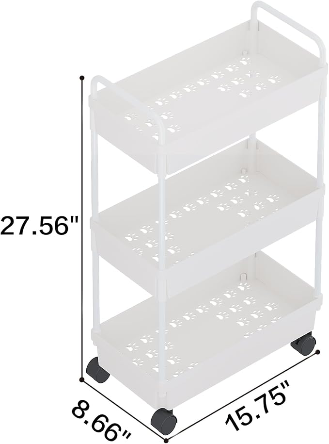 Buzowruil Rolling Storage Cart 3 Tier Organizer Mobile Shelving Unit Storage - Image 8