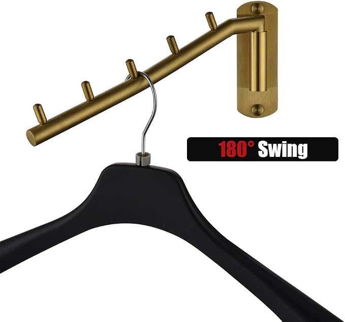 JQK Folding Clothes Hanger Rack, Stainless Steel Swing Arm Hook Holder - Image 3