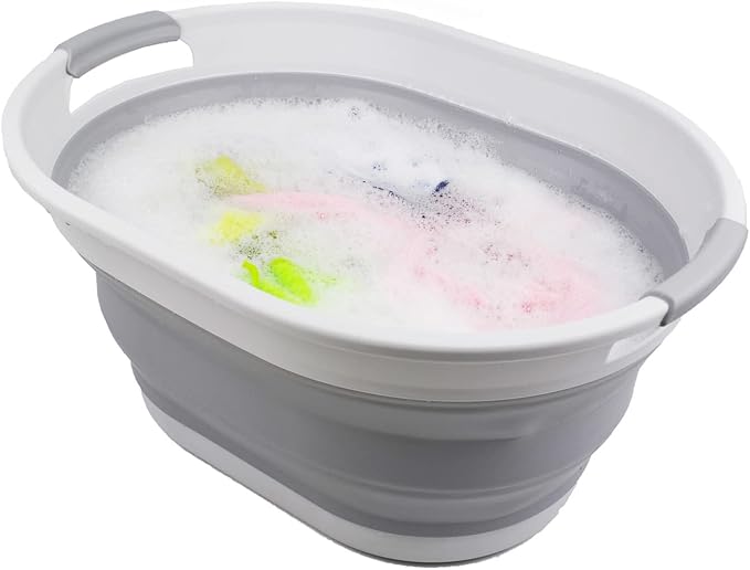 SAMMART 28L Oval Collapsible Plastic Laundry Basket - Image 5