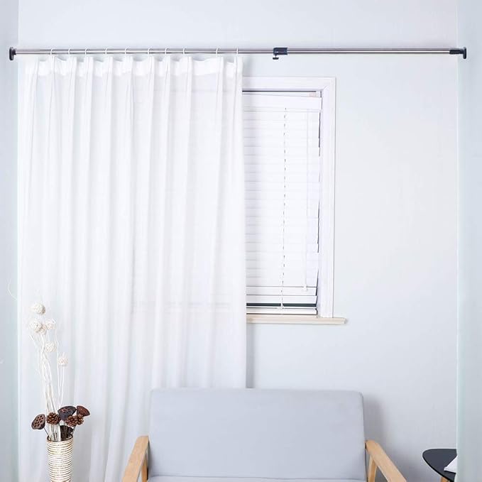 BAOYOUNI Adjustable Shower Window Curtain Tension Rod Oval Head Decorative - Image 3