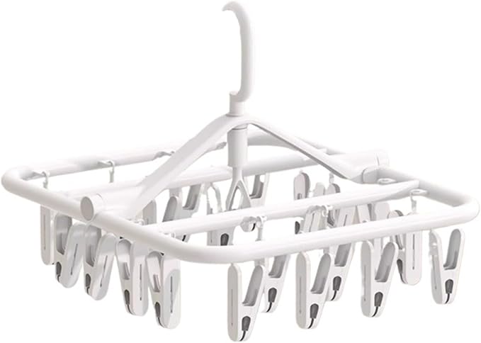 Foldable Clothes Hanger with 20 Clips, Drip Hanger, Windproof Hook, by Unknown