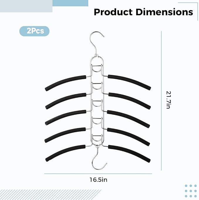 2-Pack Space-Saving Metal Hangers, 5-In-1 Multi-Layer Clothes Rack, Non-Slip - Image 6
