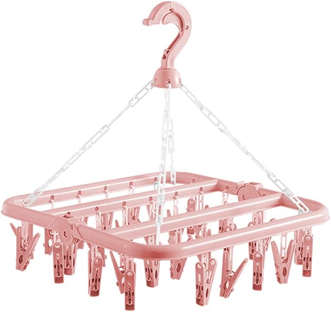 Clothes Drying Hanger with 32 Clips and Drip Foldable Hanging Rack by alladaga