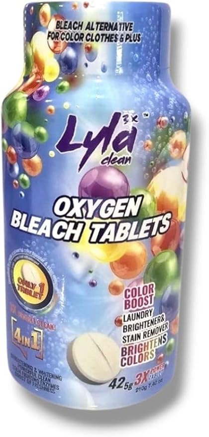 LYLA 3X Oxygen Bleach Tablets For Color Clothes & Plus, Color Booster, Stain by Lyla+3x+clean