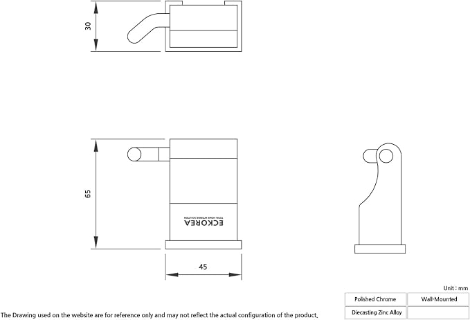 ECKOREA® Polished Chrome Robe & Towel Hook ECK-600O, Durable Zinc Alloy - Image 3