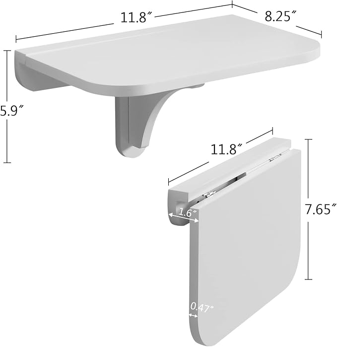 WELLAND 11.8" x 8.25" White Wall Mounted Desk Small Floating Shelves Set of 2 - Image 2