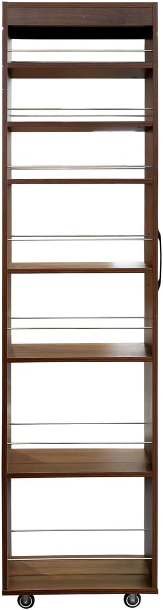 71-Inch Slim Storage Cart on Wheels, Walnut 7-Tier Tall Slide Out Kitchen - Image 8