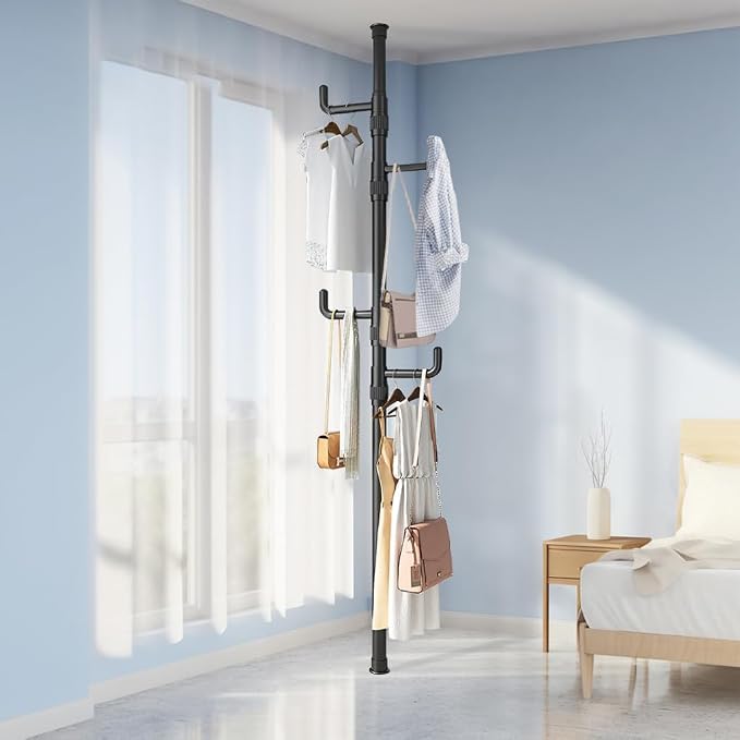 Easy to Setup Adjustable Clothes Stand Space Saving Drying Rack Coat Hanger DIY - Image 6