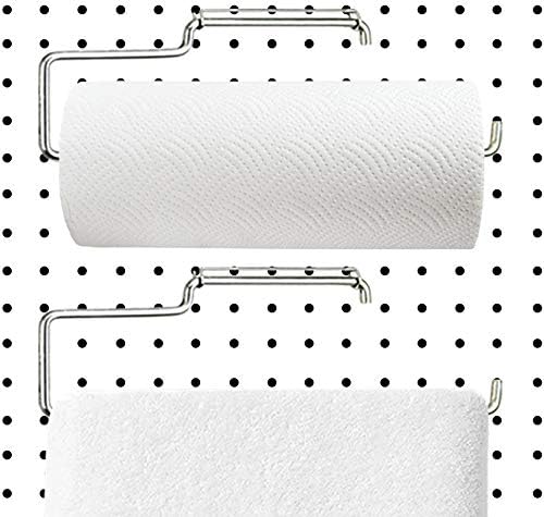 2 Pack Stainless Steel Pegboard Paper Towel Holder | Pegboard Hooks | Pegboard by Unknown