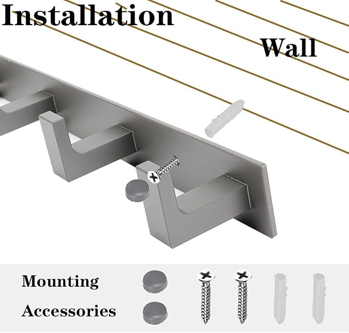 Coat Rack, Heavy Duty Stainless Steel 3 Tri Coat Hook Hanger, Wall Mounted Wall - Image 4