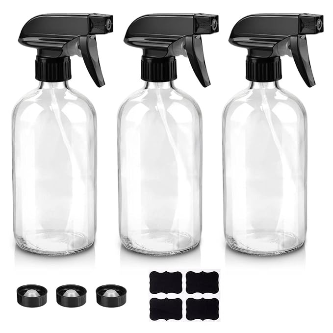 Glass Spray Bottles, 16oz Clear Glass Spray Bottles by Worldgsb