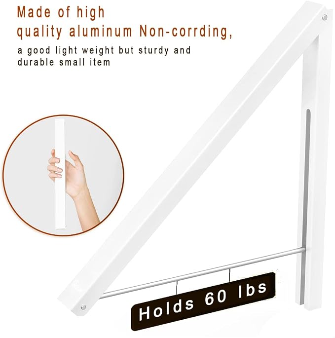 Folding Clothes Hanger Wall Mounted Retractable Clothes Rack, Easy Installation - Image 4
