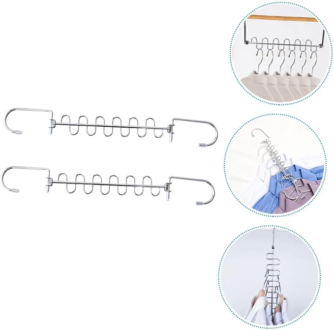 2sets Multi Hole Clothes Drying Rack Space Saving Hangers - Image 8