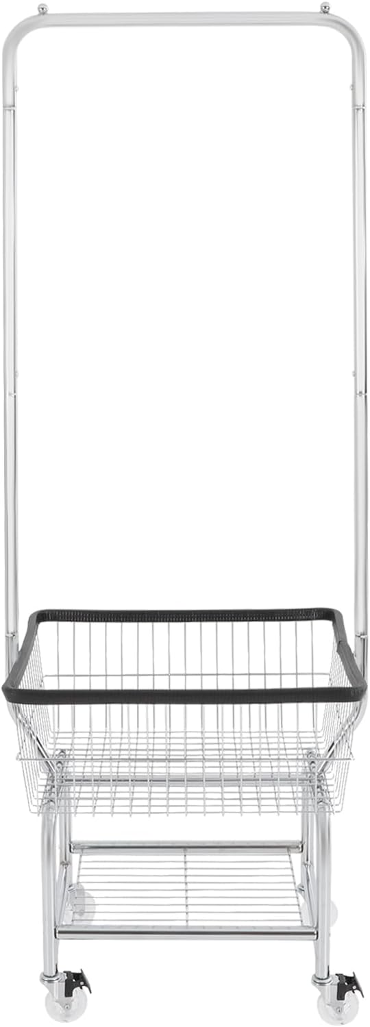 Laundry Cart with Clothes Rack Laundry Basket with Hanging Rack Cart with Extra - Image 8