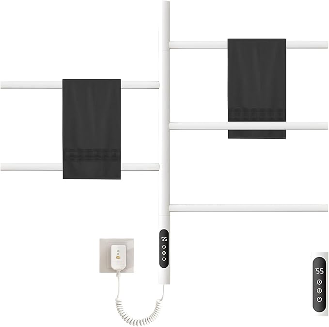 180°Rotation Electric Heated Towel Rack Wall Mounted Towel Warmer Racks 5 Bars by Unknown