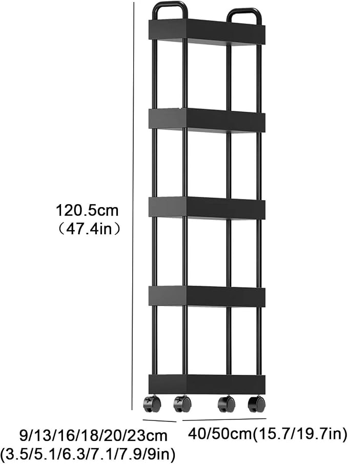XPLKQXE Mobile Shelving Unit Organizer Trolley, Slim Rolling Storage Cart - Image 2