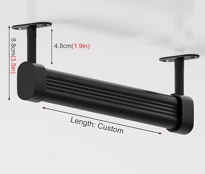 Metal Wardrobe Pole, Top Mounted Closet Hanging Rod - Image 2