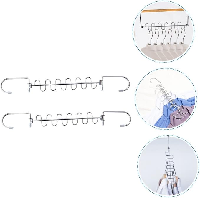 PRETYZOOM 2Pcs Multi Hole Clothes Hangers Convenient Clothing Drying Rack - Image 6