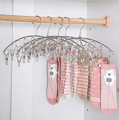 6 Pack Laundry Drying Hanger Rack, Stainless Steel Sock Underwear Peg Hanger - Image 4