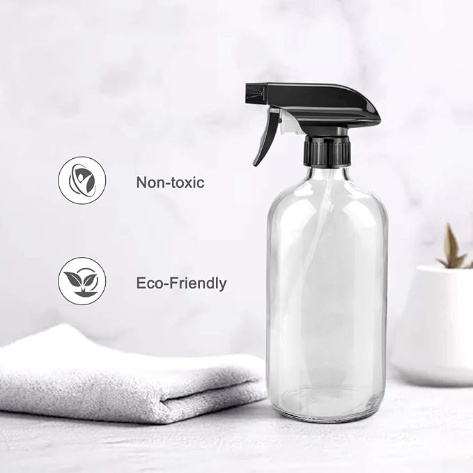 Glass Spray Bottles, 16oz Refillable Containers, Empty Boston Round Bottles - Image 4