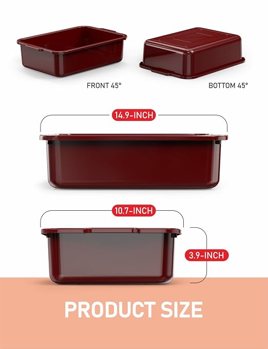 5-Pack Commercial Bus Tubs Box/Tote Box, Wine Red Plastic Storage Bin - Image 2