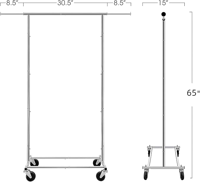 Simple Trending Standard Rod Clothing Garment Rack, Rolling Clothes Organizer - Image 8