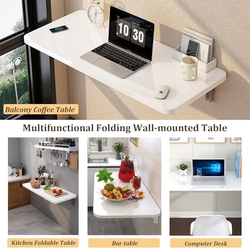 Folding Floating Table, Wall-Mounted Laundry & Kitchen Desk - Image 7