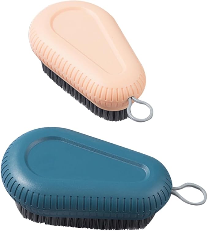 2 Pcs Plastic Laundry Brush Set Handle Random Color Ergonomic Design by Healeved