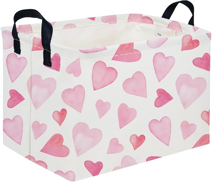Rectangular Pink Valentine's Day Gift Basket, nursery basket, kids toy storage by FXOCSHE