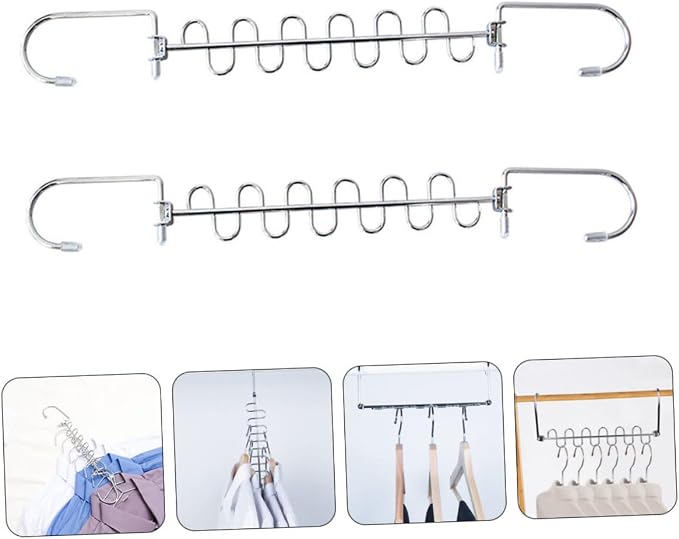 2pcs Multi-Hole Metal Clothes Hangers Portable Folding Clothing Drying Rack - Image 3