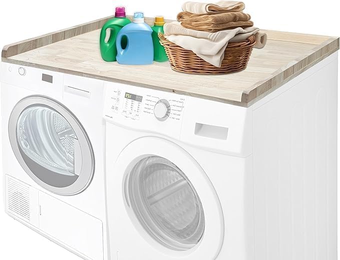 Skywin Washer Dryer Countertop 54 x 30 Inches, Single Real Solid Wood Butcher by Skywin