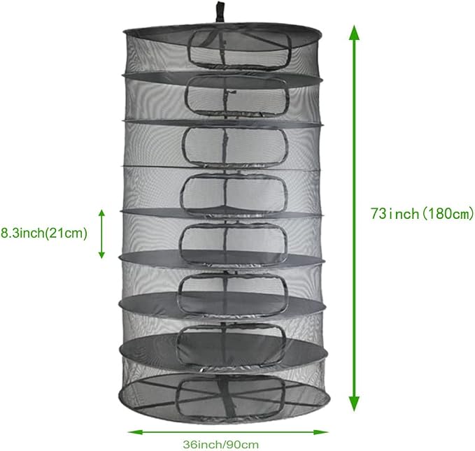 HORTIPOTS Herb Dry Rack Zipper Opening 3ft Adjustable Center Support Straps NO - Image 2