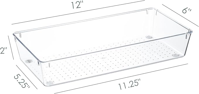 Kingrol 6 Pack 12 x 6 x 2 Inch Clear Drawer Organizer Trays, Desk Drawer - Image 3