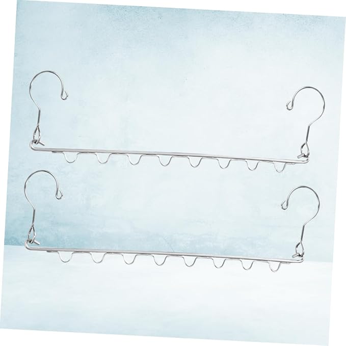 2Pcs Stainless Steel Clothes Hangers Multi Port Storage Rack - Image 4
