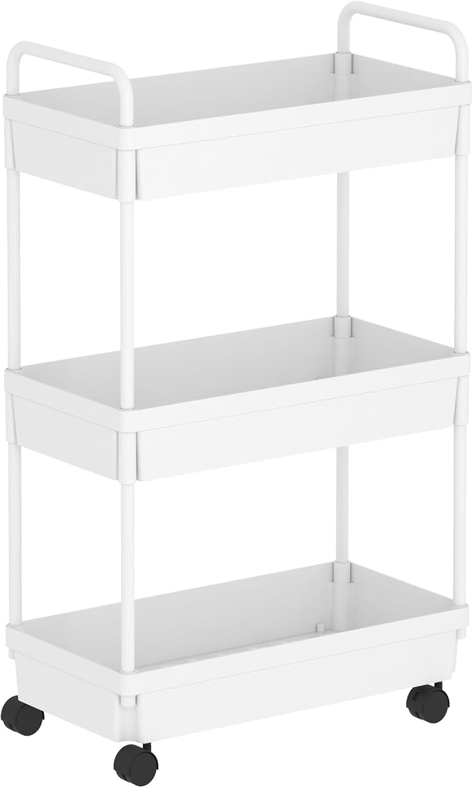 Buzowruil Rolling Storage Cart 3 Tier Organizer Mobile Shelving Unit Storage by Buzowruil