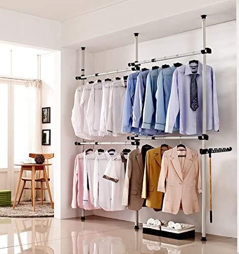 Garment Rack Clothing Hanger, Heavy Duty Adjustable Closet Rod Double Rail - Image 2