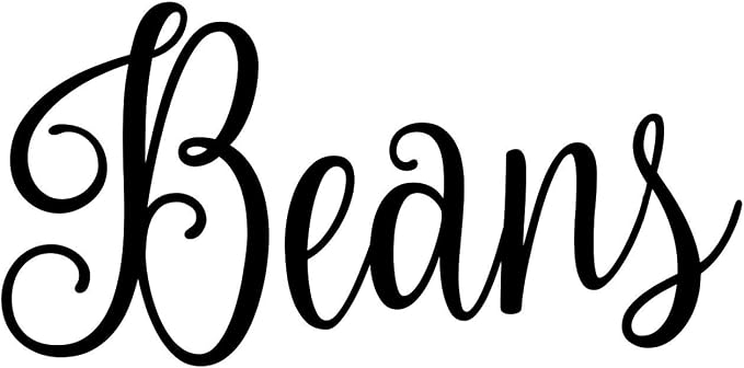 Beans 4w x 2h Label | Kitchen Organization | Die Cut Vinyl Decal | Black Fancy by MinglewoodTrading